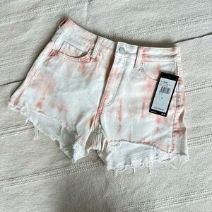 Mavi Rosie Pale Blush Batik Pink Tie-Dye High Rise 90’s Jean Shorts
